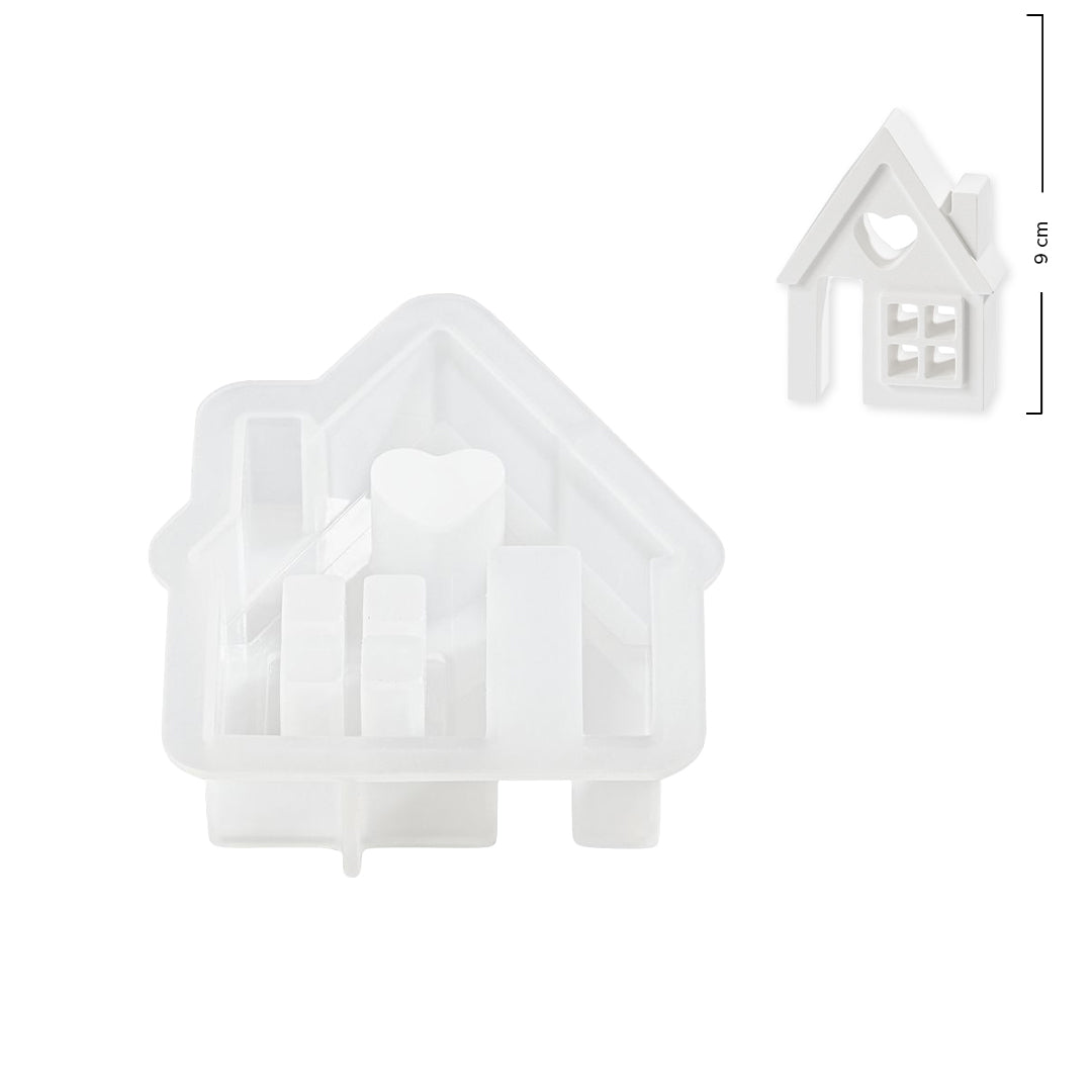 Stampo in silicone per realizzare una casetta con composto da colata come Jesmonite, Keraflott o Raysin