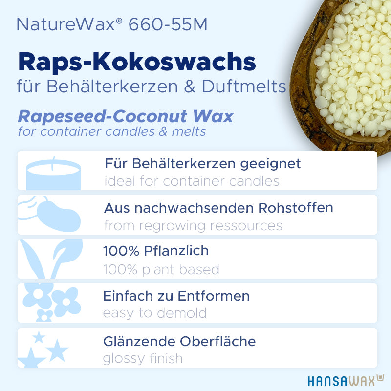 Raps-Kokoswachs für Behälterkerzen und Duftmelts 'NatureWax® 660-55M'