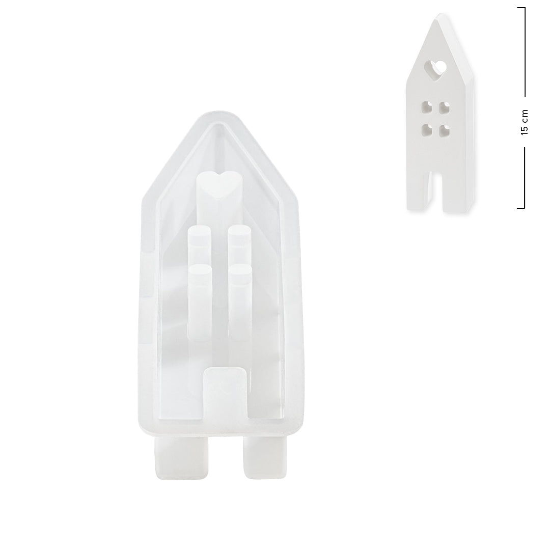 Stampo in silicone per realizzare una casetta con composto da colata come Jesmonite, Keraflott o Raysin