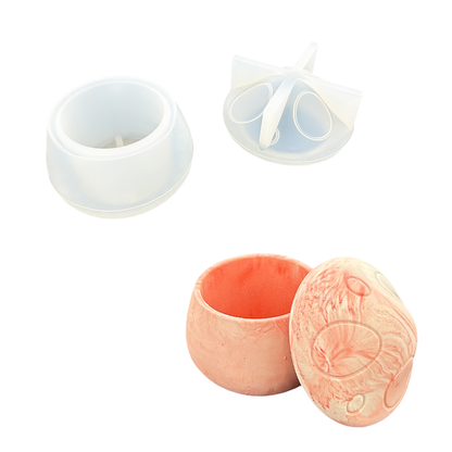 Stampo in silicone per realizzare una ciotola a forma di fungo con coperchio utilizzando polveri da colata come Jesmonite, Keraflott e Raysin.