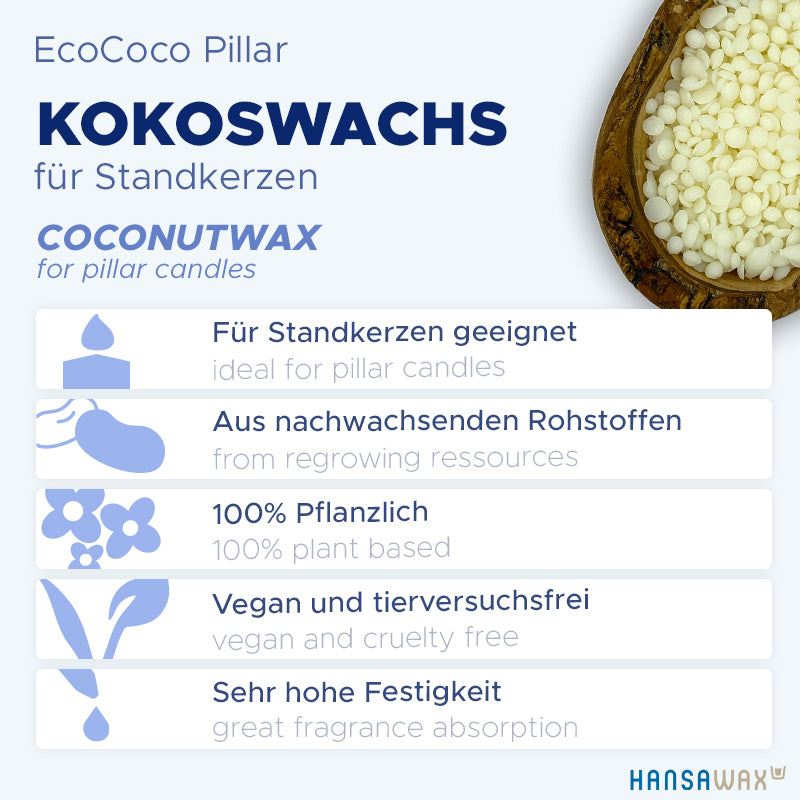 Cire de coco pour bougies 'EcoCoco Pillar' 