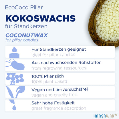 Cire de coco pour bougies 'EcoCoco Pillar' 