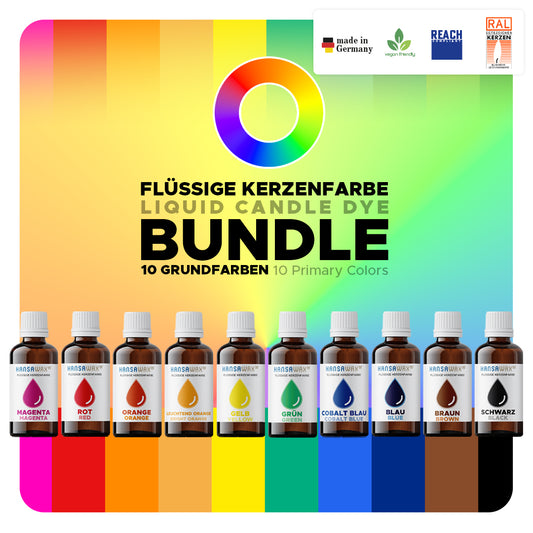 Flüssige Kerzenfarben Bundle: 10 Grundfarben