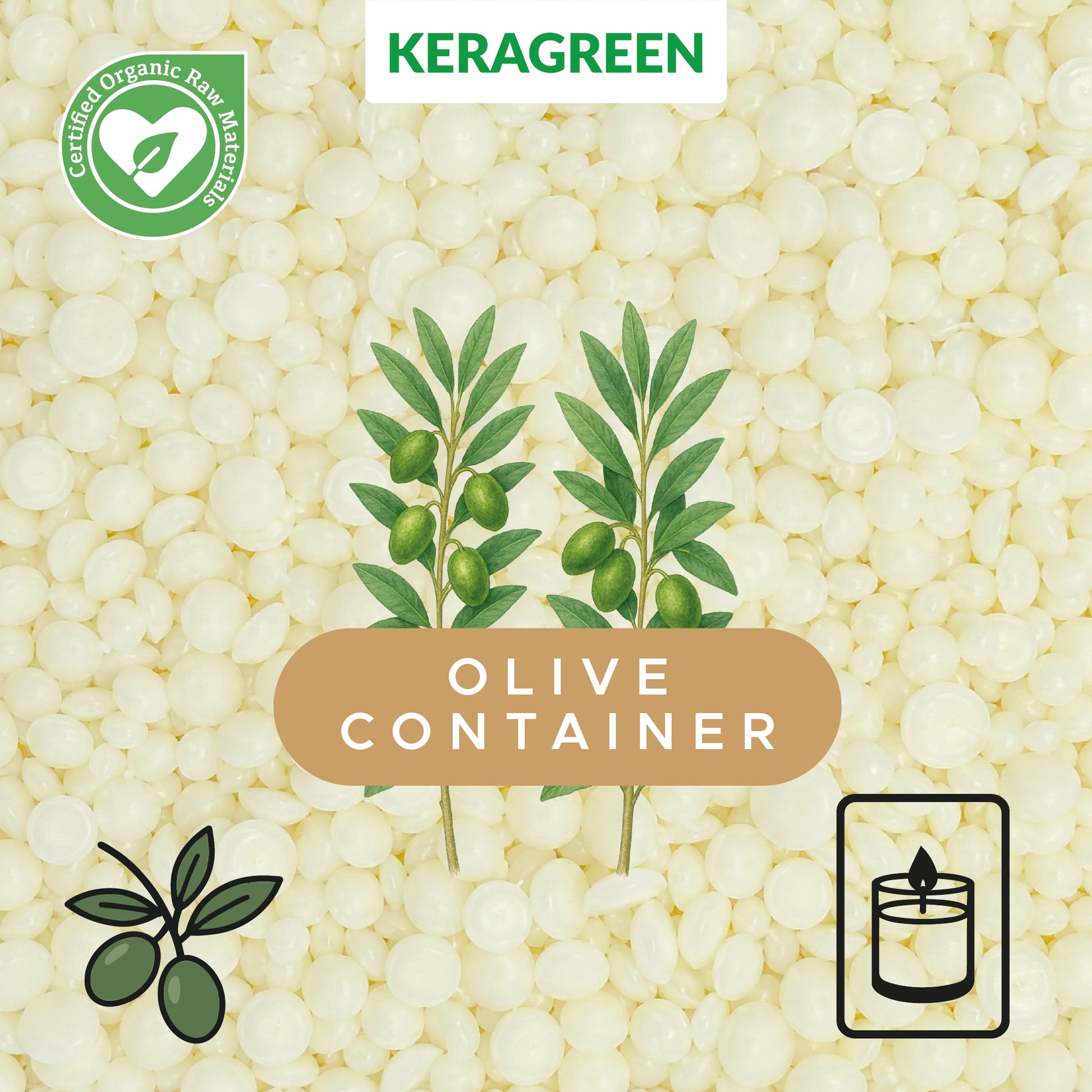 Keragreen olive container bio olivenwachs für behälterkerzen