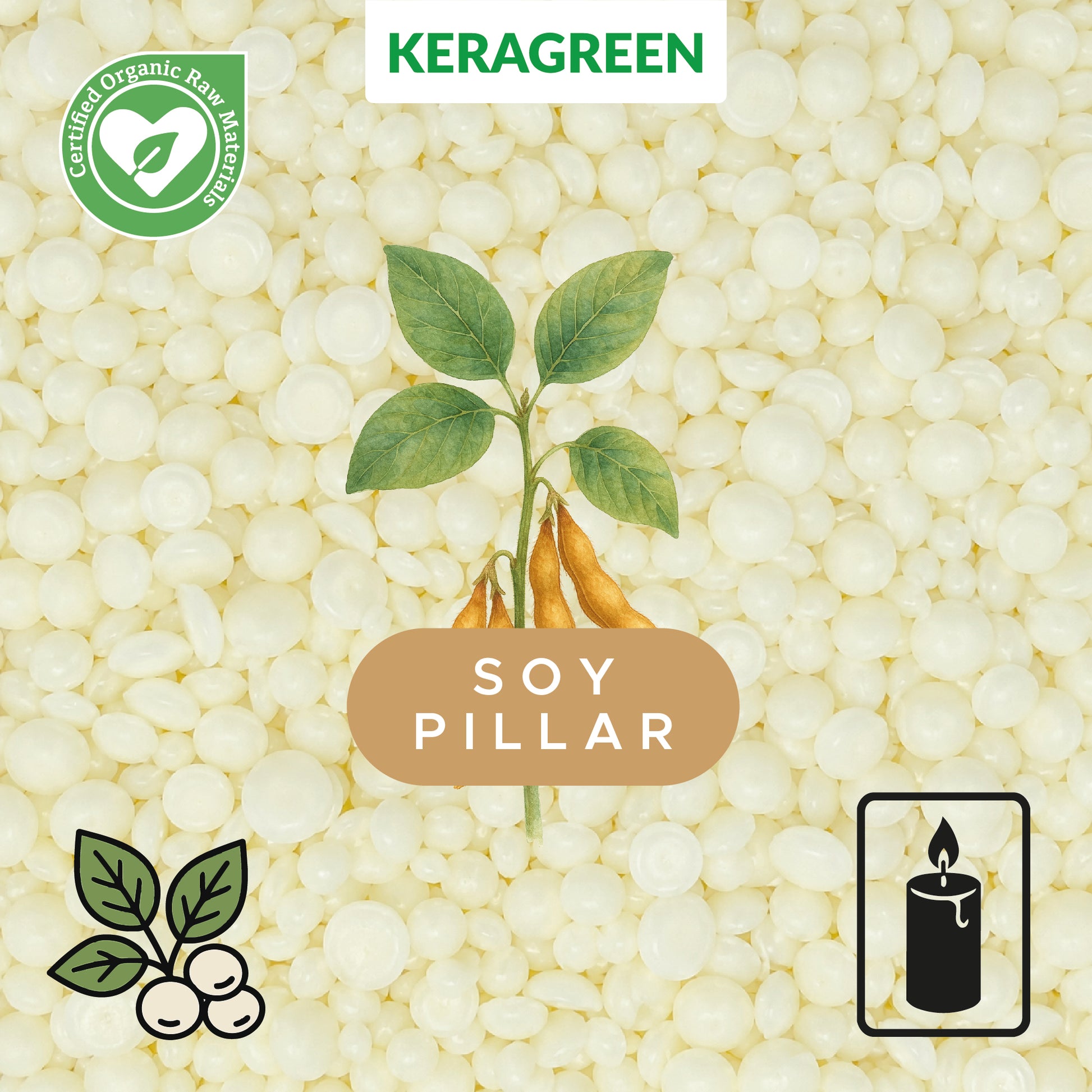 keragreen Bio-Sojawachs für Standkerzen 'Keragreen Soy Pillar'