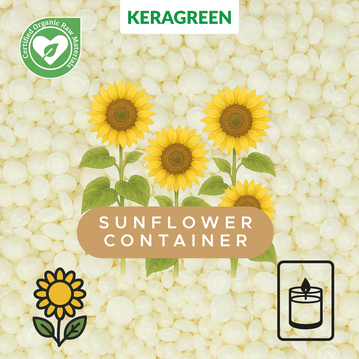 Bio-Sonnenblumenwachs für Behälterkerzen 'Keragreen Sunflower Container'