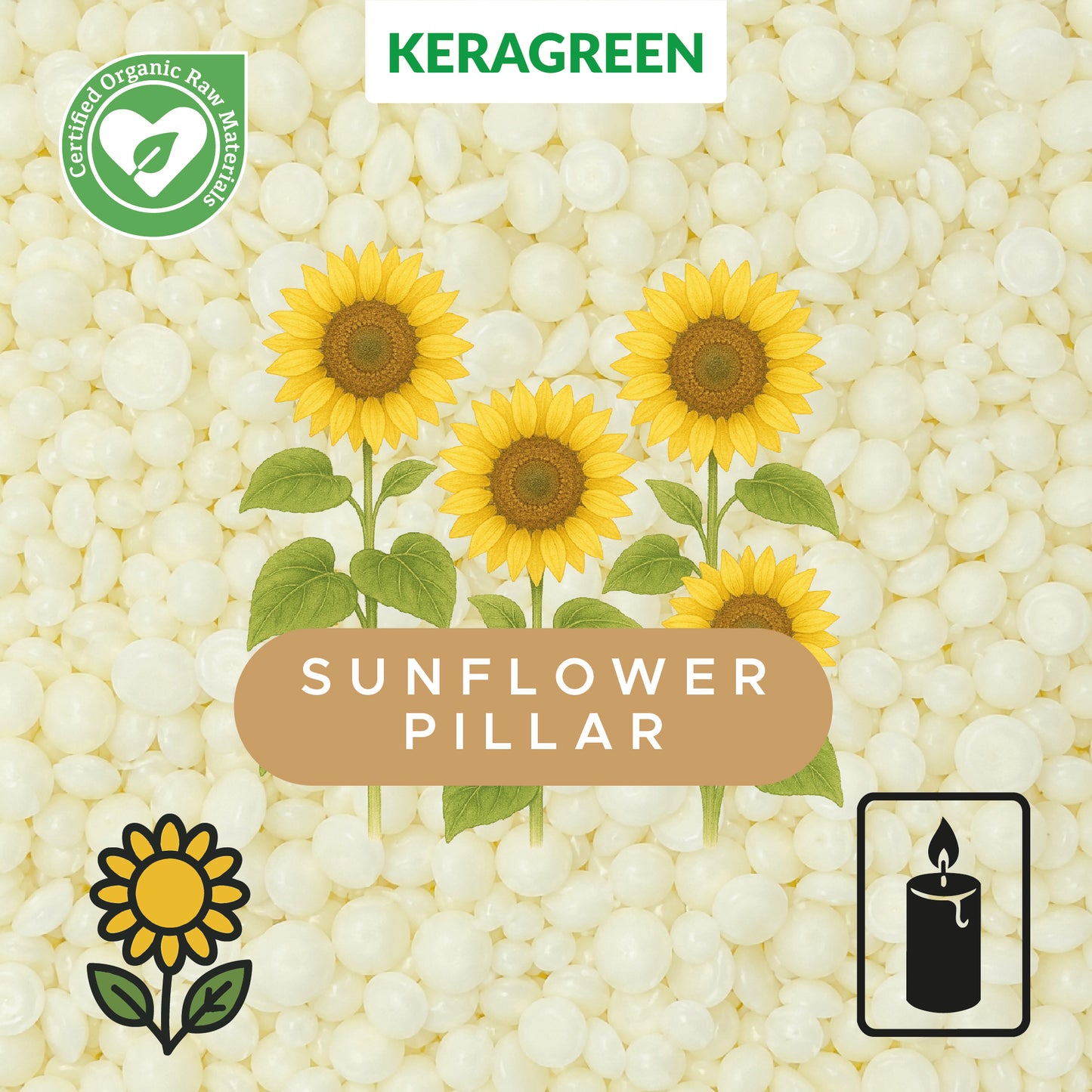 keragreen sonnenblumenwachs für standkerzen
